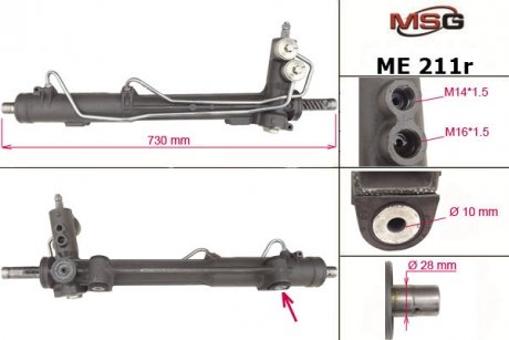 Рулевая рейка с гпк восстановлена mercedes m w163 1998-2002 MSG ME211R (фото 1)