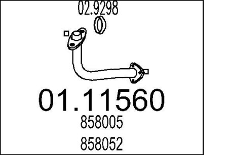 Труба глушника (передня частина) opel astra f vectra a 1.4/1.6 91-05 MTS 01.11560