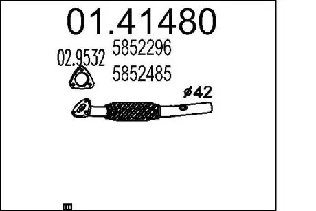 Труба вихлопного газу MTS 0141480