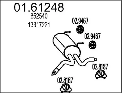 Труба вихлопна косc. astra j 1.6i (cru.. MTS 0161248