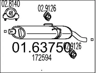 Глушитель выхлопных газов (конечный) MTS 0163750