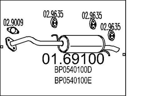 Глушник вихлопних газів кінцевий MTS 01.69100