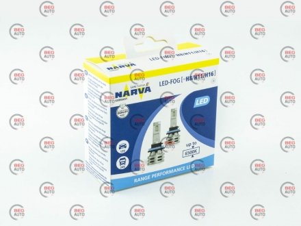 Лампа светодиодная led fog h8/h11/h16 12/24v range performance 24w 6500k (комплект) NARVA 18036