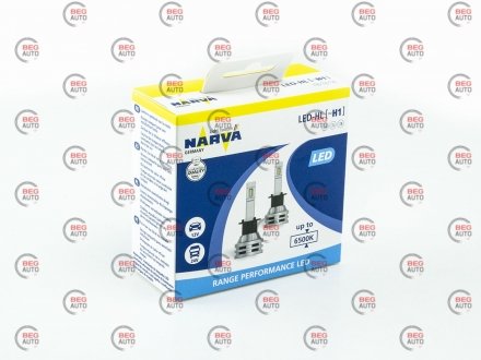 Лампа світлодіодна led h1 12/24v range performance 19w 6500k (комплект) (вир-во) NARVA 18057 (фото 1)
