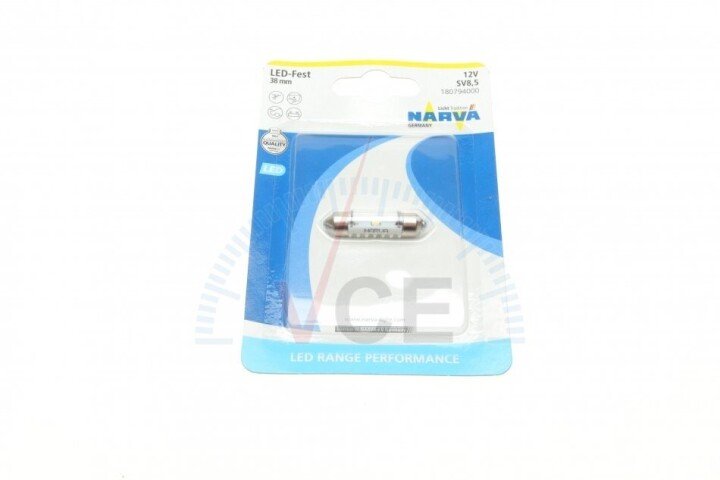 Автолампа 12v 10w (sv8.5) (9.8x38mm) festoon (led) NARVA 180794000 (фото 1)