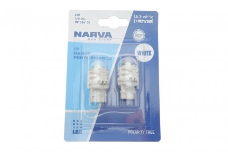 Лампа светодиодная w21/5w white led range performance 2.4/0.48w w3x16q (блистер 2шт) (выр-во) NARVA 181694100