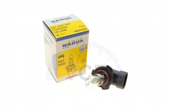 Автолампа hb3/9005 12v 60w p20d halogen (american types) NARVA 480053000 (фото 1)