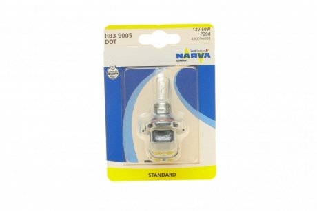 Автолампа hb3/9005 12v 60w p20d halogen (american types) (blister) NARVA 480054000