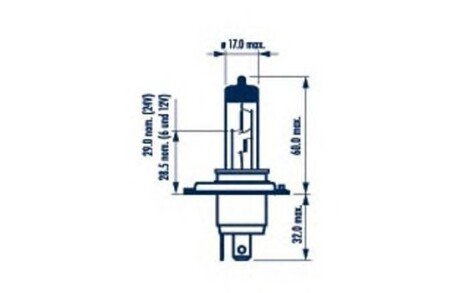 Автолампа range power 50+ h4 p43t 55 w 60 w прозора NARVA 48861