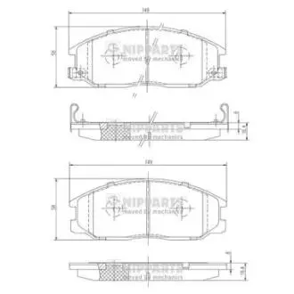 Комплект гальмівних колодок, дискове гальмо NIPPARTS J3600526