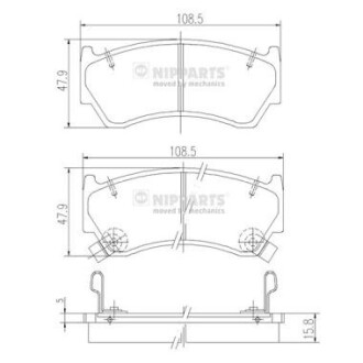 Комплект гальмівних колодок, дискове гальмо NIPPARTS J3601062