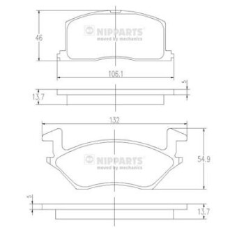 Комплект гальмівних колодок, дискове гальмо NIPPARTS J3602057