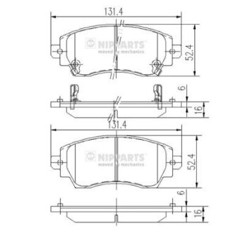 Комплект гальмівних колодок, дискове гальмо NIPPARTS J3602089