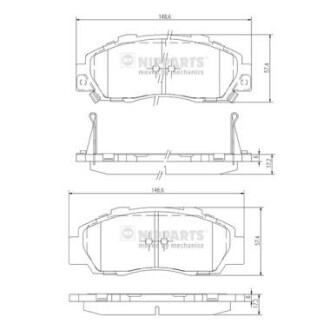 Комплект гальмівних колодок, дискове гальмо NIPPARTS J3604032