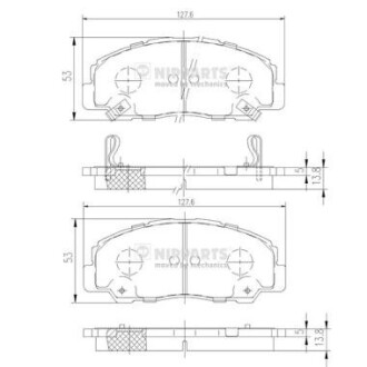 Комплект гальмівних колодок, дискове гальмо NIPPARTS J3606012