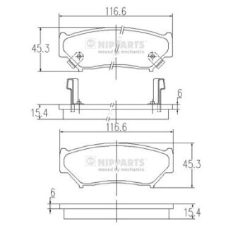 Комплект гальмівних колодок, дискове гальмо NIPPARTS J3608009