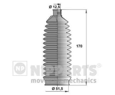 Комплект пильовика, рульове управління NIPPARTS N2844010