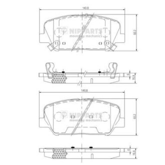 Комплект гальмівних колодок, дискове гальмо NIPPARTS N3600547