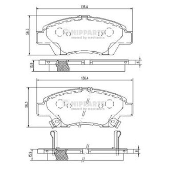 Комплект гальмівних колодок, дискове гальмо NIPPARTS N3604068