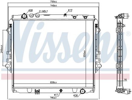 Радиатор Toyota fortuner (#n160) (15-) 2.4 td Nissens 606069