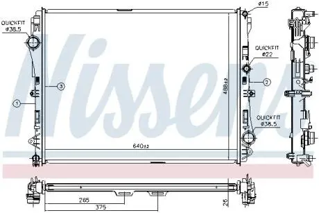 Радиатор, охлаждение двигателя Nissens 627023