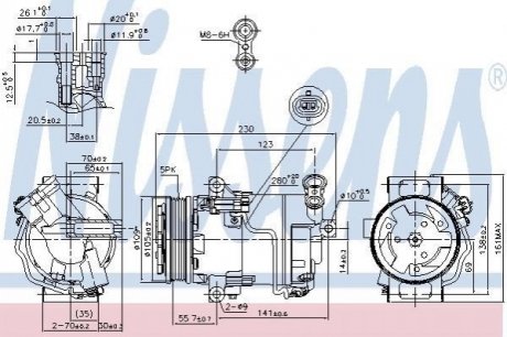Kомпрессор кондиціонера Astra H 1.6 (постійної дії, керування через клапан продуктивності) Nissens 89216