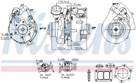 Турбокомпрессор (с монтажным набором) DAF 85 CF, 95 XF, CF 85, XF 95, BOVA FUTURA, MAGIQ, SYNERGY, SOLARIS VACANZA VF390M-XF355M 01.97- Nissens 93617