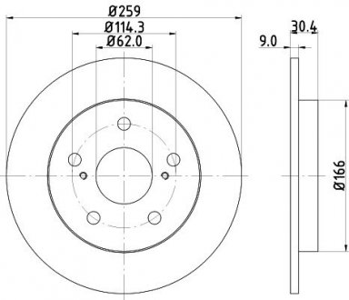 Диск гальмівний задній Toyota auris, corolla 1.4, 1.6, 1.8 (07-) NISSHINBO ND1008K