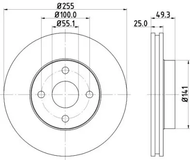 Диск гальмівний передній NISSHINBO ND1017K