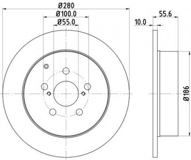 Диск тормозной задний Toyota 1.6, 1.8, 2.0, 2.4 (03-09) NISSHINBO ND1084K