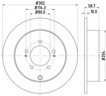 Диск гальмівний задній mitsubishi outlander/peugeot 4007 2.0, 2.2, 2.4 3.0 (06-) NISSHINBO ND3002K (фото 1)