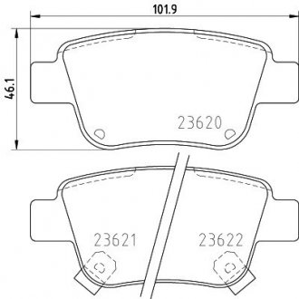 Колодки гальмівні задні дискові Toyota avensis, corolla 1.6, 1.8, 2.0 (03-08) NISSHINBO NP1031 (фото 1)