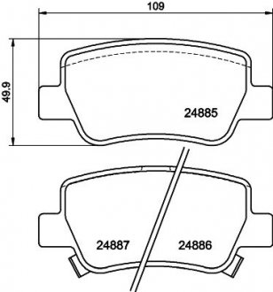 Колодки гальмівні задні дискові Toyota avensis 1.6, 1.8, 2.0, 2.2 (08-) NISSHINBO NP1118 (фото 1)