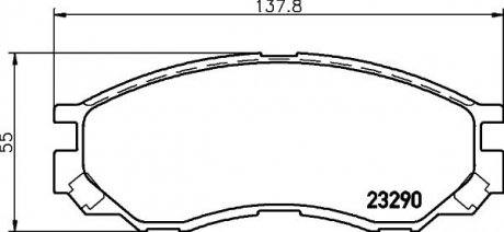 Колодки тормозные передние дисковые mitsubishi l200, l300, l400 2.0, 2.4, 2.5 (91-05) NISSHINBO NP3012 (фото 1)