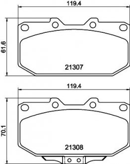 Колодки тормозные дисковые передние subaru impreza 2.0, 2.5 (00-07) NISSHINBO NP7012 (фото 1)