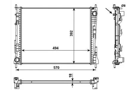 Радиатор, охлаждение двигателя NRF 53992