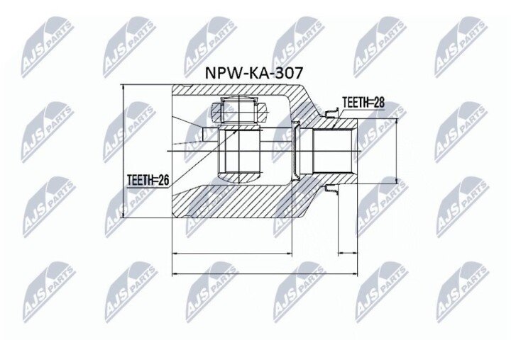 Шарнір рівних кутових швидкостей NTY NPW-KA-307 (фото 1)