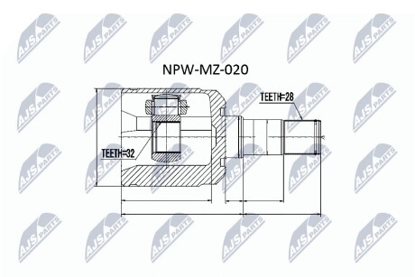 Шарнір рівних кутових швидкостей NTY NPW-MZ-020 (фото 1)