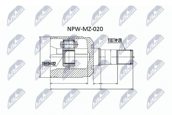 Шарнір рівних кутових швидкостей NTY NPW-MZ-020 (фото 1)