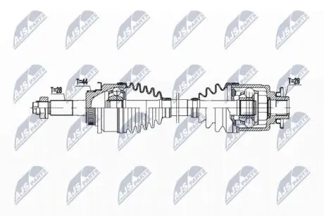 Полуось передняя левая ranger/mazda bt-50 NTY NPWMZ092