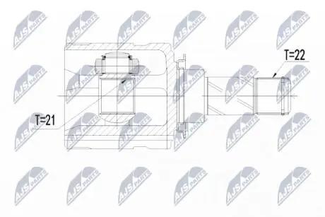ШАРНІР РІВНИХ КУТОВИХ ШВИДКОСТЕЙ | OPEL CORSA D 1.0,1.2,1.4 GKN TYPE 06-14, ADAM 1.4 13- NTY NPW-PL-064