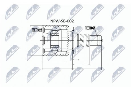 Шарнир равных угловых скоростей NTY NPW-SB-002 (фото 1)