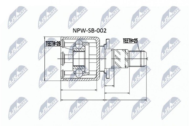 Шарнір рівних кутових швидкостей NTY NPW-SB-002 (фото 1)