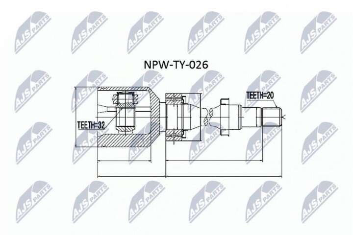 Шарнір рівних кутових швидкостей NTY NPW-TY-026 (фото 1)