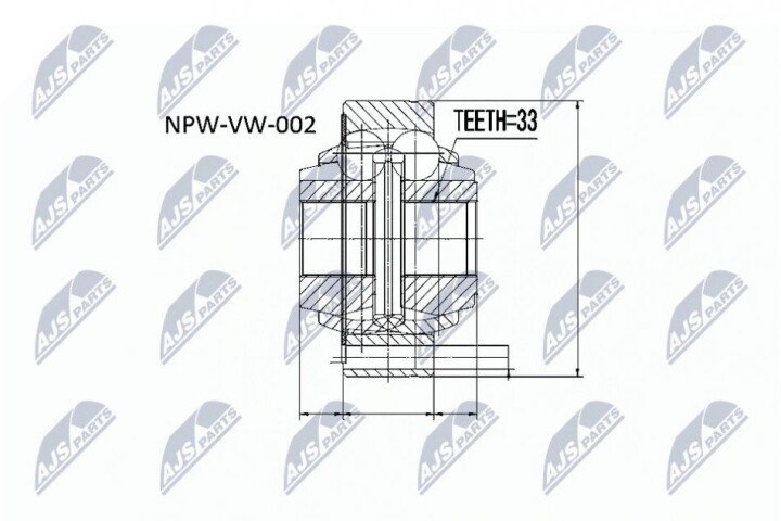 Шарнір рівних кутових швидкостей NTY NPW-VW-002 (фото 1)