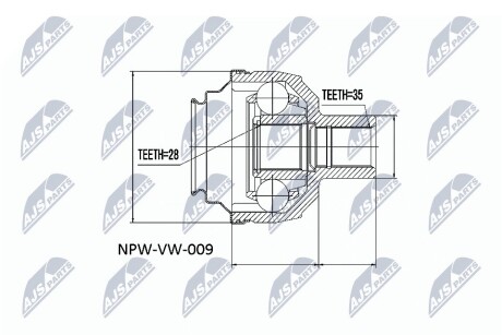 Шарнір рівних кутових швидкостей NTY NPW-VW-009