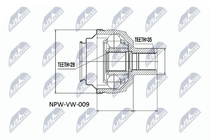 Шарнір рівних кутових швидкостей NTY NPW-VW-009 (фото 1)