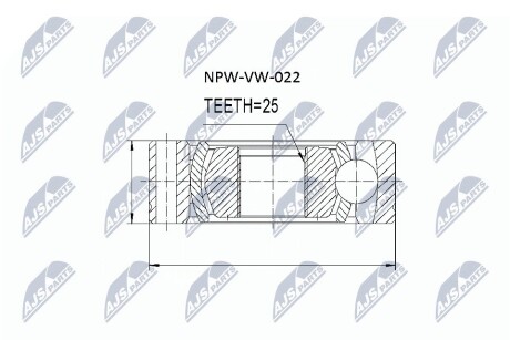 Шарнір рівних кутових швидкостей NTY NPW-VW-022