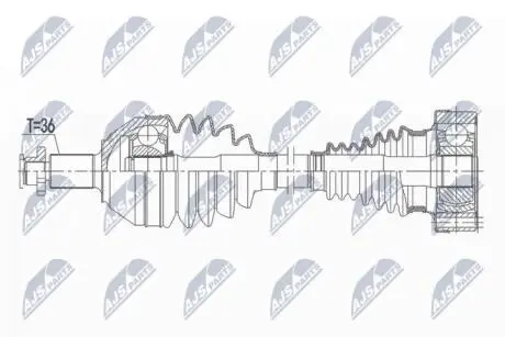 ПІВВІСЬ | VW POLO 1.2TSI,1.6 09-, SKODA FABIA III/RAPID 1.2TSI,1.6, AUDI A1 1.2TFSI,1.4TFSI 10-, SEAT IBIZA IV 1.2TSI,1.6 10-, TOLEDO 12- /ЛІВ,MTM/ NTY NPW-VW-166