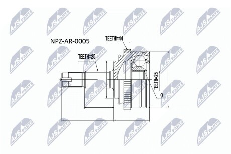 Шарнір рівних кутових швидкостей NTY NPZ-AR-005